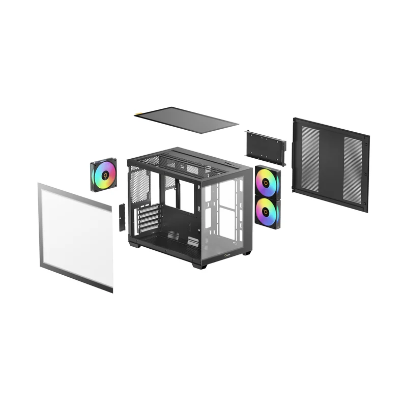 Ocypus Gamma C54 Mini-Tower Panoramic PC Case with ARGB Fans (Black, White) (Gamma-C54-BKD300XX-GL, Gamma-C54-WHD300XX-GL)