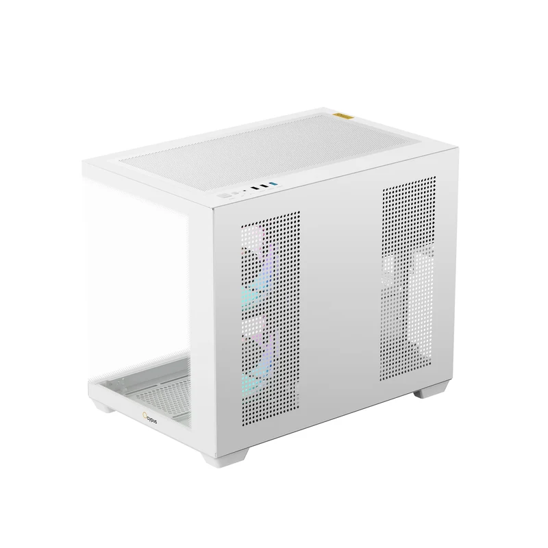 Ocypus Gamma C54 Mini-Tower Panoramic PC Case with ARGB Fans (Black, White) (Gamma-C54-BKD300XX-GL, Gamma-C54-WHD300XX-GL)