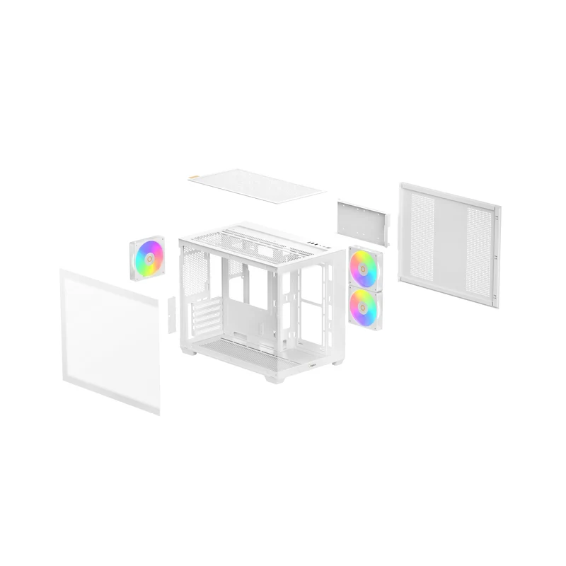 Ocypus Gamma C54 Mini-Tower Panoramic PC Case with ARGB Fans (Black, White) (Gamma-C54-BKD300XX-GL, Gamma-C54-WHD300XX-GL)