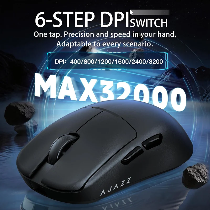 Nacodex x Ajazz AJ159 V2 Tri-Mode Gaming Mouse (Black, White)