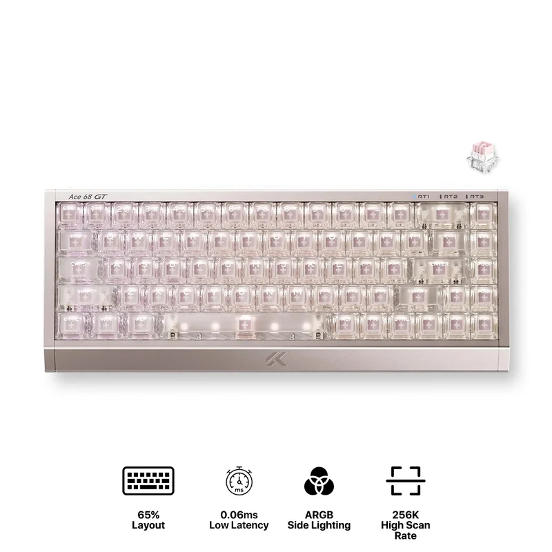 MCHOSE Ace 68 GT RGB Hot-Swappable Gaming Keyboard (Light Gold Powder) (Mount Tai Magnetic Switch)