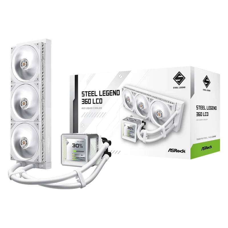 ASRock Steel Legend 360 LCD AIO Liquid Cooler (White)