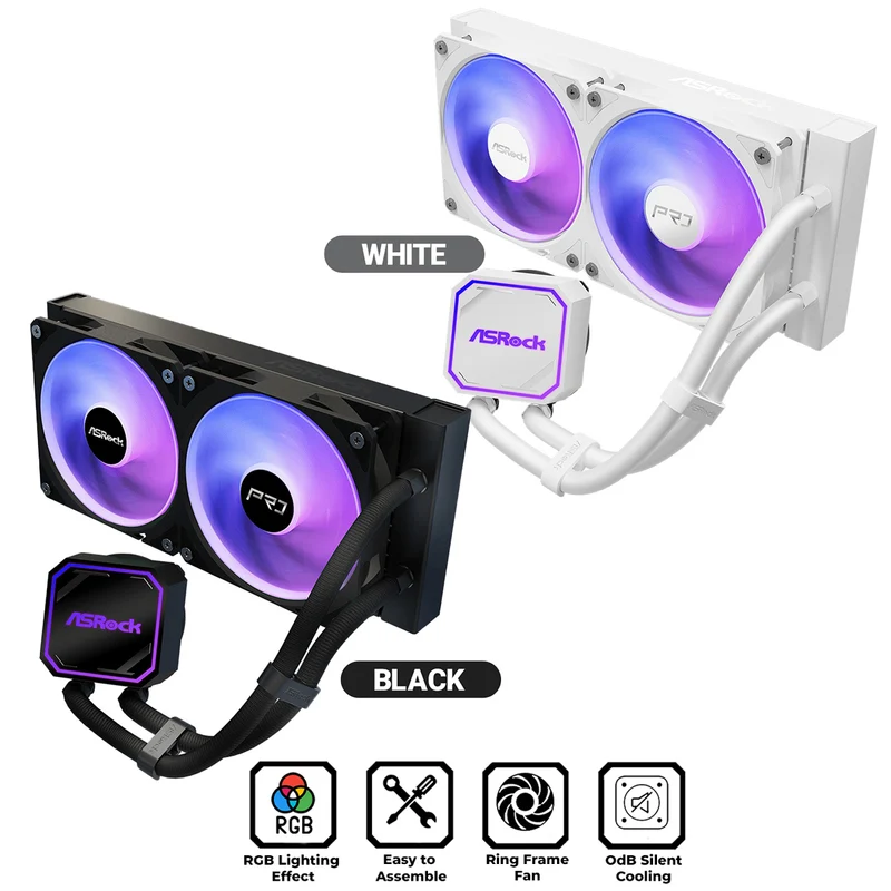 ASRock Pro 240 ARGB AIO Liquid Cooler (Black, White)