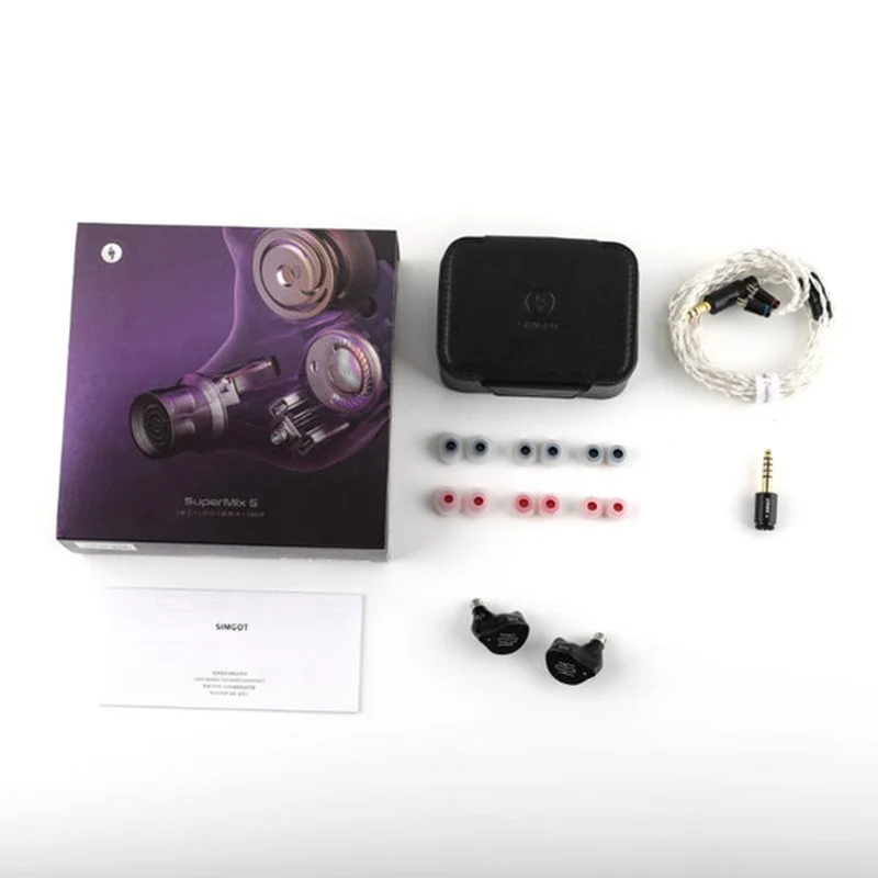 SIMGOT SuperMix 5 1BC + 1DD + 2BA + 1MP Hybrid In-Ear Monitor with 2Pin Bone Conduction Hi-Fi Earphone, Dual Hi-Fi & Gaming Tuning, Silver-Plated OCC Modular Cable (Black)