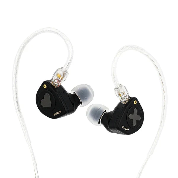 SIMGOT EW300 1DD + 1Planar + 1PZT Hybrid Driver In-Ear Monitor & Gaming Earbuds with Detachable Nozzles, Silver-Plated OFC Cable (Grey, HBB Edition, DSP Edition)
