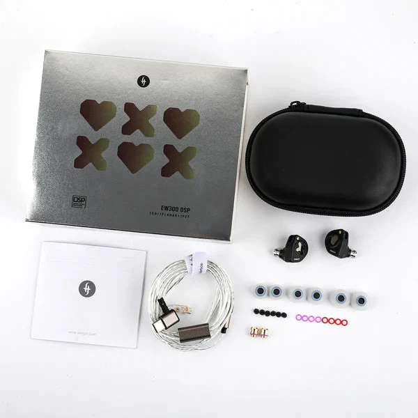SIMGOT EW300 1DD + 1Planar + 1PZT Hybrid Driver In-Ear Monitor & Gaming Earbuds with Detachable Nozzles, Silver-Plated OFC Cable (Grey, HBB Edition, DSP Edition)