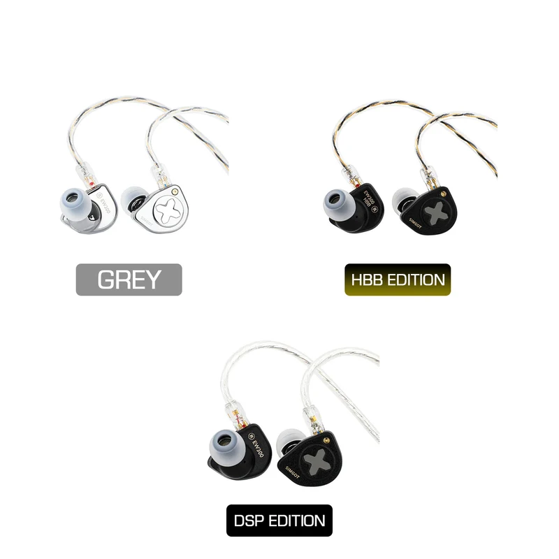 SIMGOT EW300 1DD + 1Planar + 1PZT Hybrid Driver In-Ear Monitor & Gaming Earbuds with Detachable Nozzles, Silver-Plated OFC Cable (Grey, HBB Edition, DSP Edition)