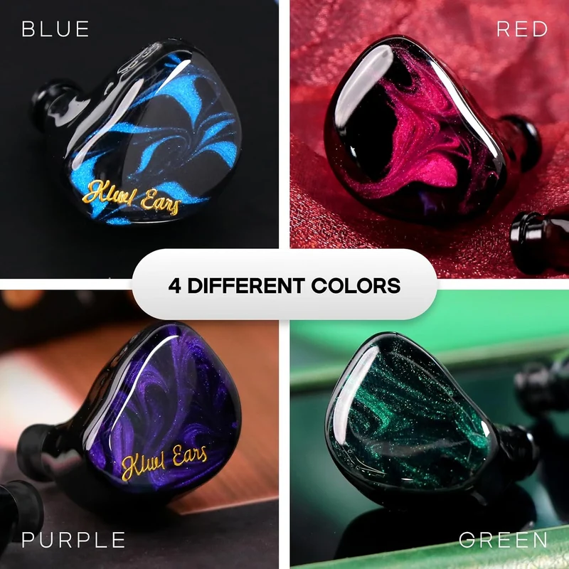 Kiwi Ears Cadenza 10mm Beryllium Dynamic Driver In-Ear Monitor (Red, Blue, Green, Purple)