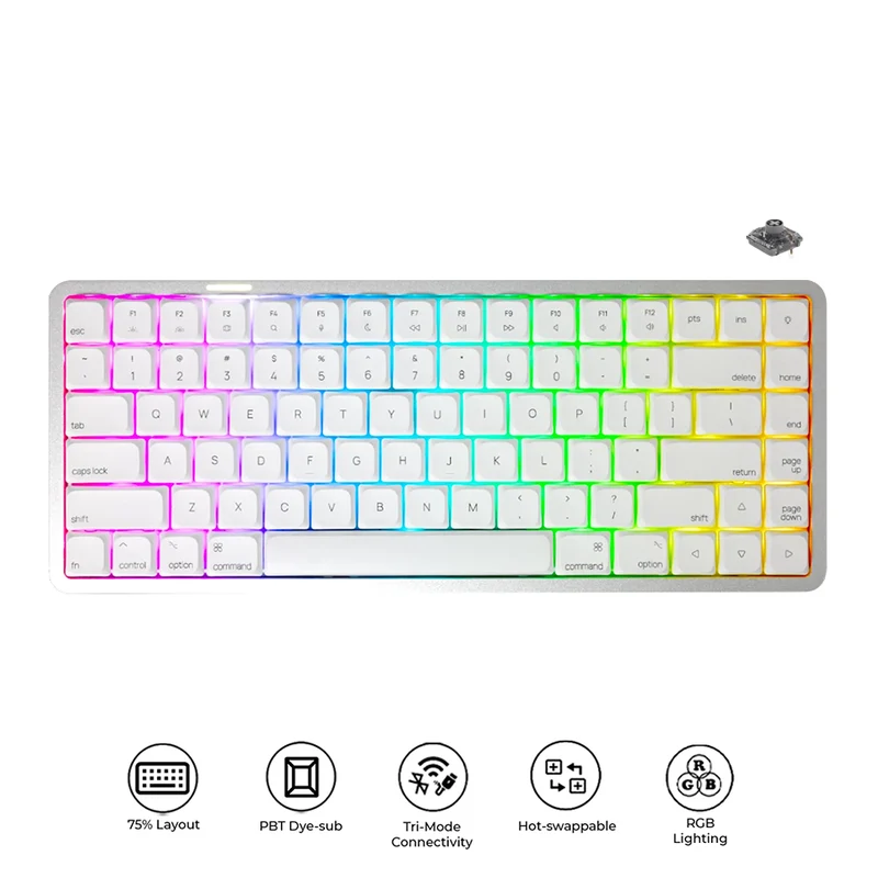 Akko Air 01 Low Profile Multi-Mode RGB Hot-Swappable Mechanical Keyboard (Cloudy White) (Kailh Cloud Switch, Kailh Drift Switch)