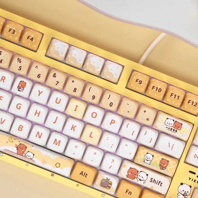 Akko Dudu and Bubu 3108 V3 Wired Mechanical Keyboard (Yellow) (Akko Frost Pink Switch) (101-3108C-023)