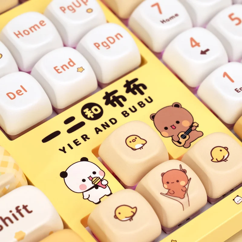 Akko Dudu and Bubu 3108 V3 Wired Mechanical Keyboard (Yellow) (Akko Frost Pink Switch) (101-3108C-023)