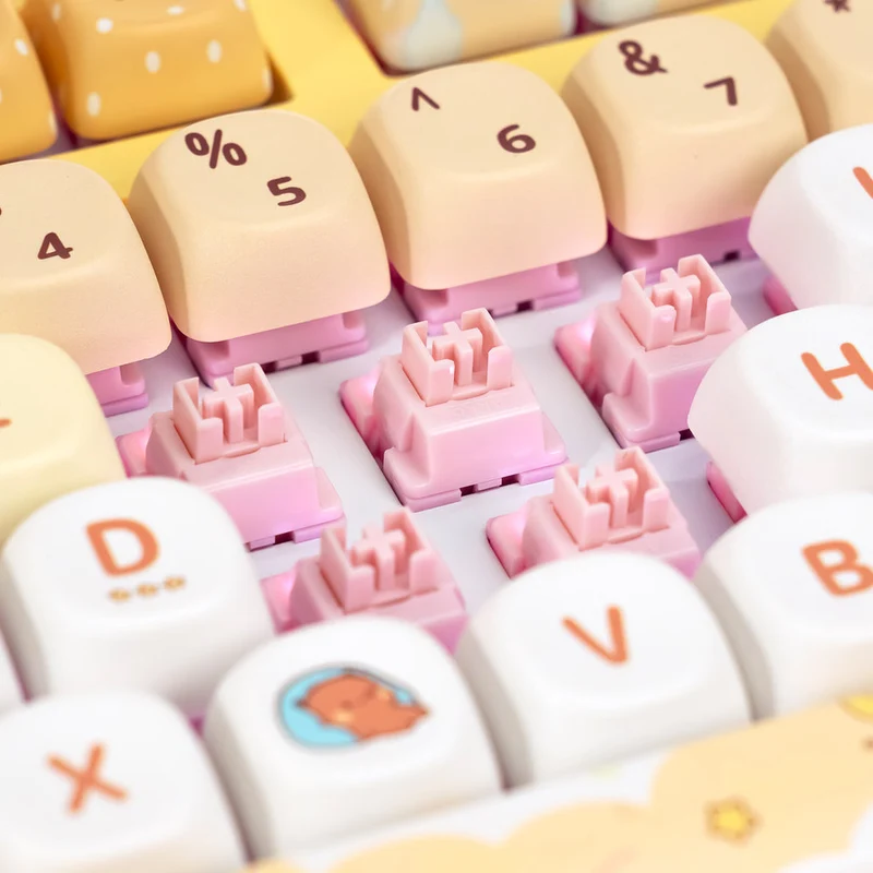 Akko Dudu and Bubu 3108 V3 Wired Mechanical Keyboard (Yellow) (Akko Frost Pink Switch) (101-3108C-023)