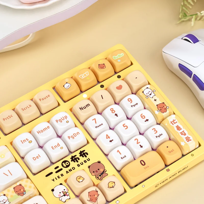 Akko Dudu and Bubu 3108 V3 Wired Mechanical Keyboard (Yellow) (Akko Frost Pink Switch) (101-3108C-023)