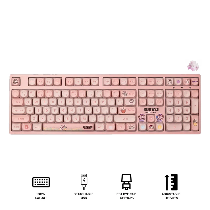 Akko Poco Lamb 3108 V3 Wired Mechanical Keyboard (Akko Frost Pink)