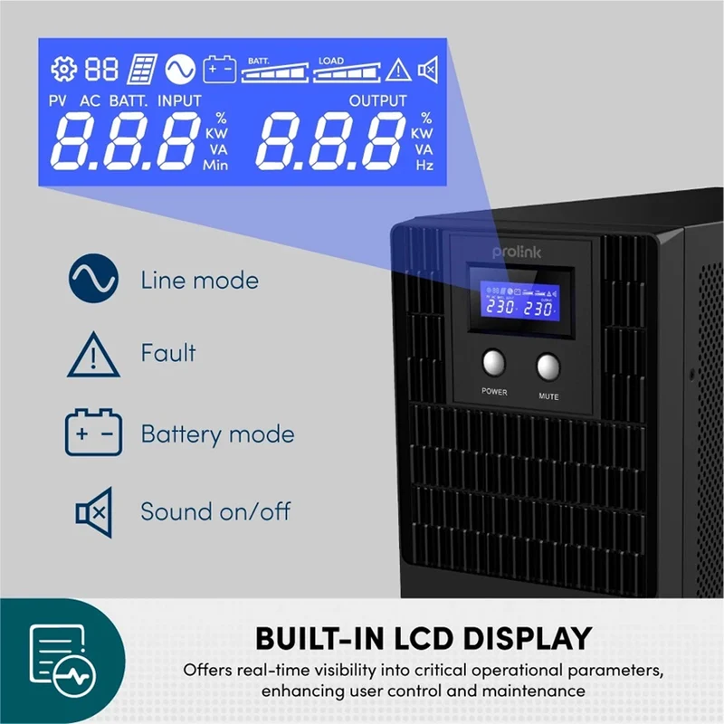 Prolink PRO3300SFCU-4U 3300VA 1980W Super-Fast Charging Line Interactive UPS with Built-in AVR + 4x Universal Socket + 2x IEC Outlet + 1x AC Input + USB Port + RJ45 Port