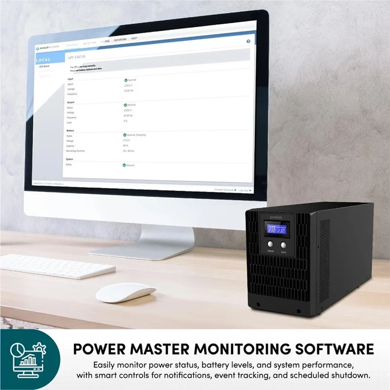 Prolink PRO3300SFCU-4U 3300VA 1980W Super-Fast Charging Line Interactive UPS with Built-in AVR + 4x Universal Socket + 2x IEC Outlet + 1x AC Input + USB Port + RJ45 Port