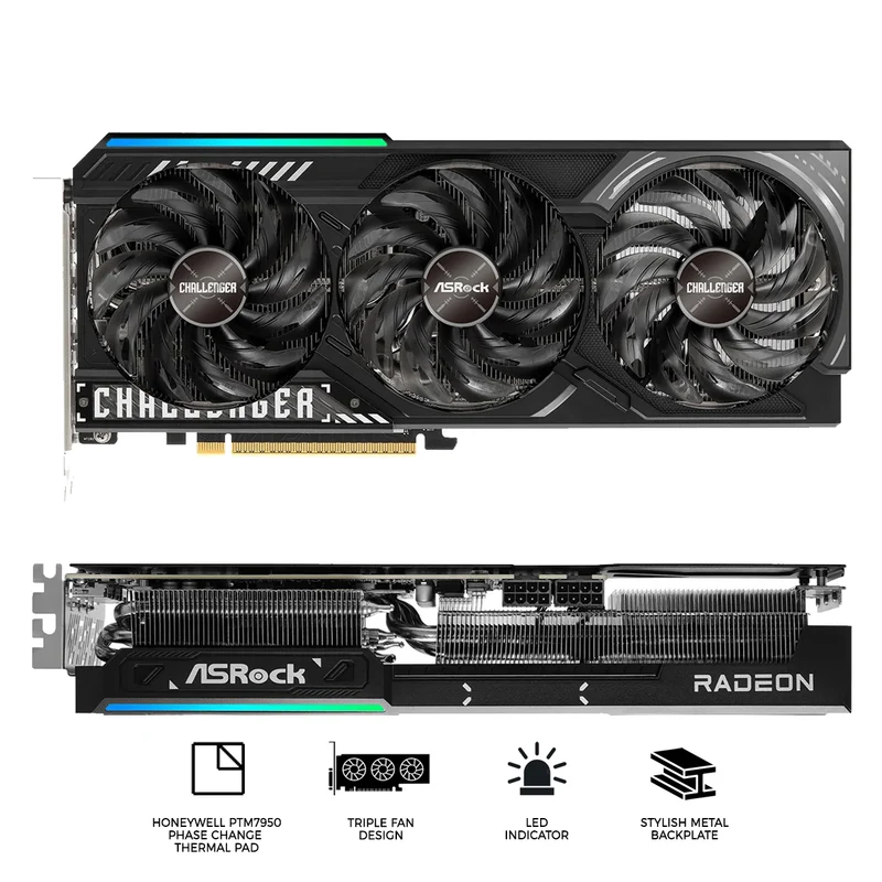 ASRock AMD Radeon RX 9070 XT Challenger 16GB GDDR6 Graphics Card
