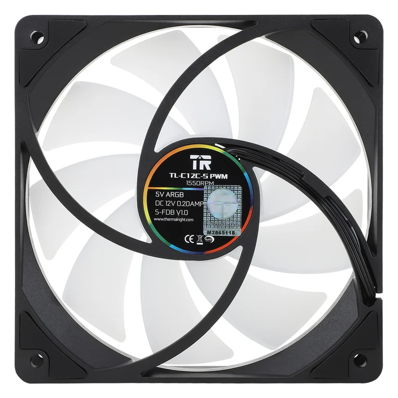 Thermalright TL-C12C-S 120mm PWM ARGB Case Fan - 5-Pack (Black, White)