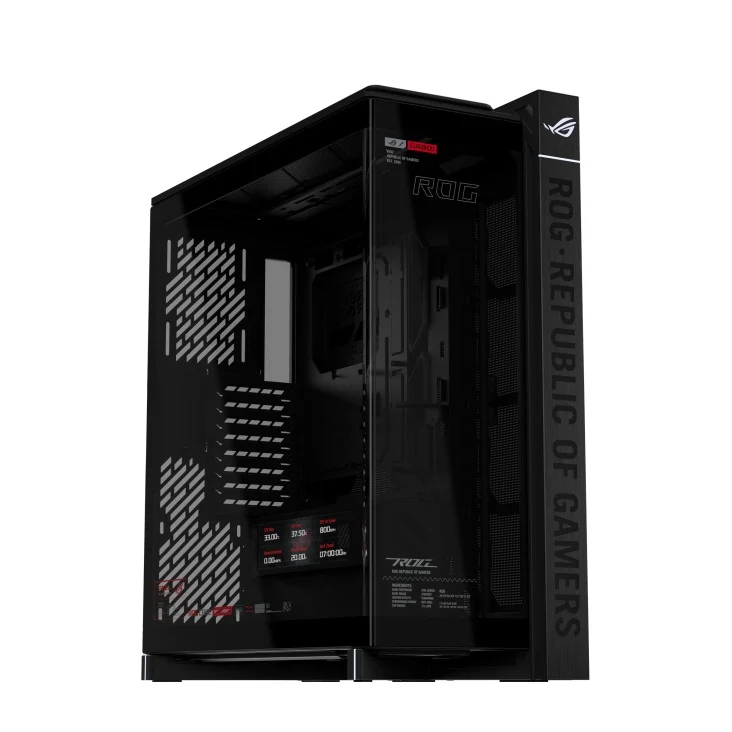 Asus ROG Cronox Panoramic Curved Tempered-Glass Panel Full-Tower PC Case (Black, White Ed.)