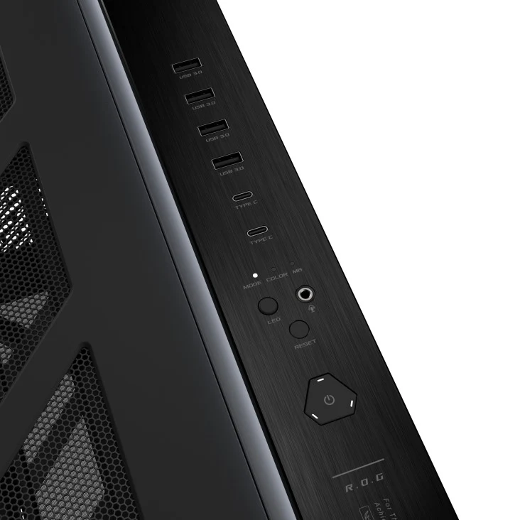 Asus ROG Cronox Panoramic Curved Tempered-Glass Panel Full-Tower PC Case (Black, White Ed.)
