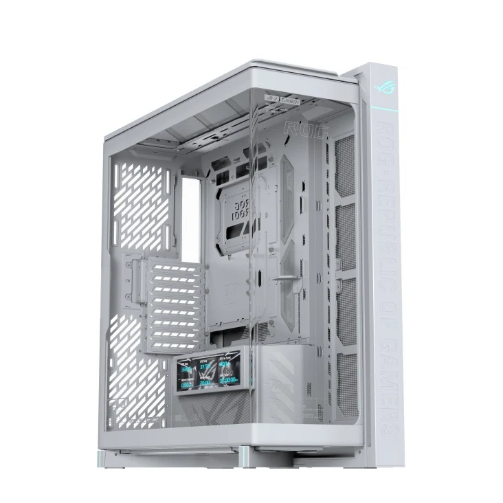Asus ROG Cronox Panoramic Curved Tempered-Glass Panel Full-Tower PC Case (Black, White Ed.)