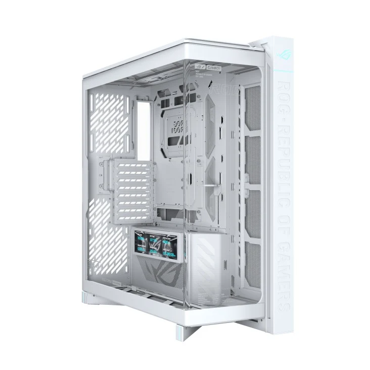 Asus ROG Cronox Panoramic Curved Tempered-Glass Panel Full-Tower PC Case (Black, White Ed.)