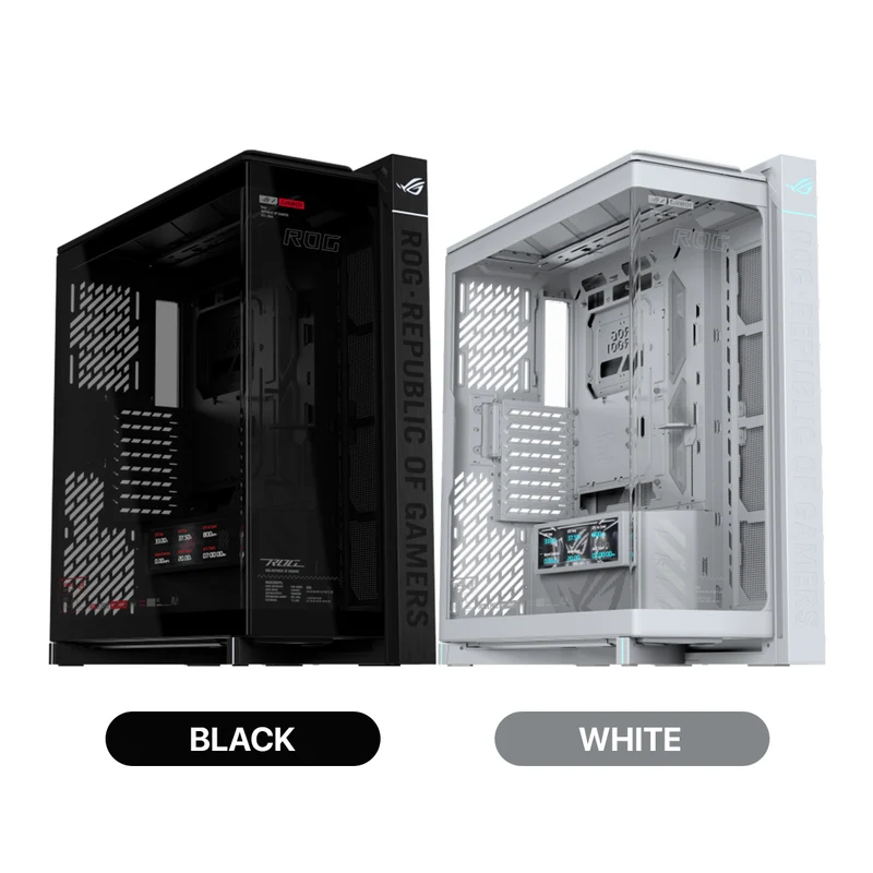 Asus ROG Cronox Panoramic Curved Tempered-Glass Panel Full-Tower PC Case (Black, White Ed.)