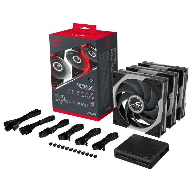 Asus ROG Eurux GR120 ARGB Fan CPU Cooling Fan (Triple Pack) (Black, White)