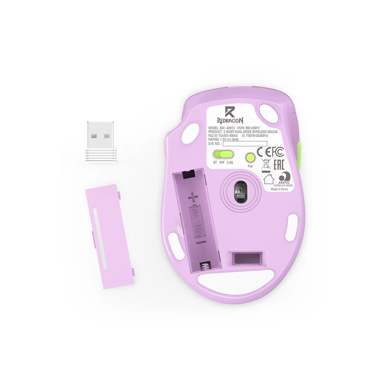 Redragon BM-4091V 2.4G & Bluetooth Wireless Mouse (Purple)