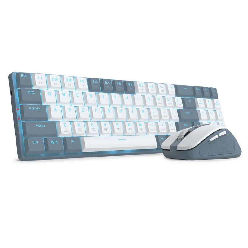 Redragon BS-8773-W 2.4G Wireless Mechanical Keyboard & Mouse Bundle (White/Grey)
