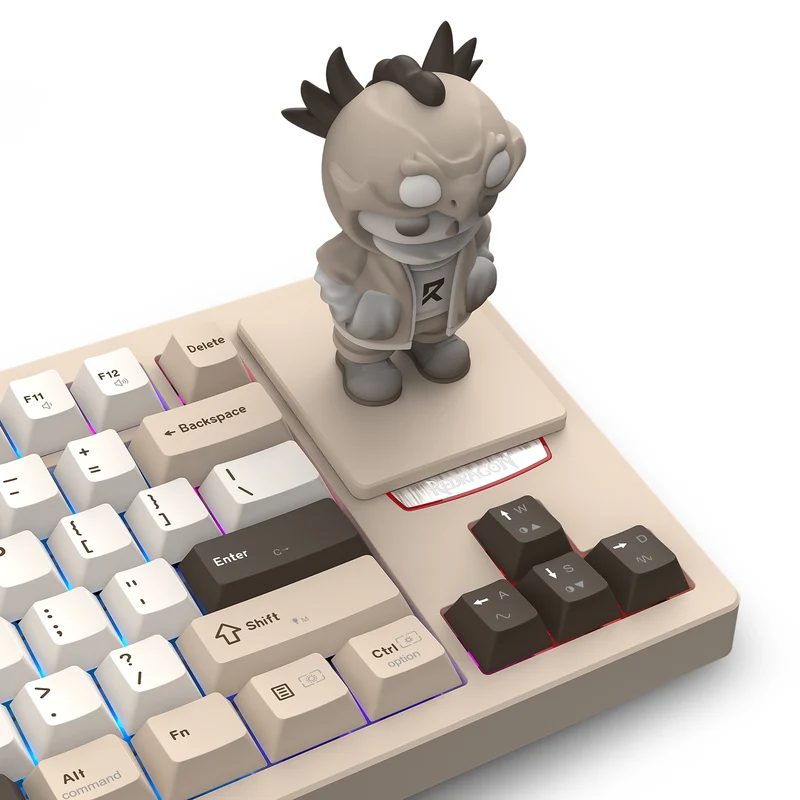 Redragon K754BKN POPVU87 Customizable Smart Touch Display Wired Mechanical Keyboard (Brown/Khaki/White)