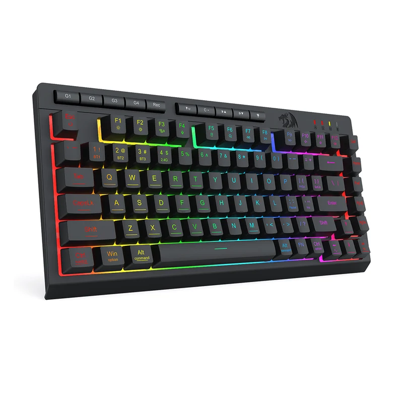 Redragon K524RGB-Pro Crescent Pro 75% Tri-Mode Gaming Keyboard with Macro Keys (Black)
