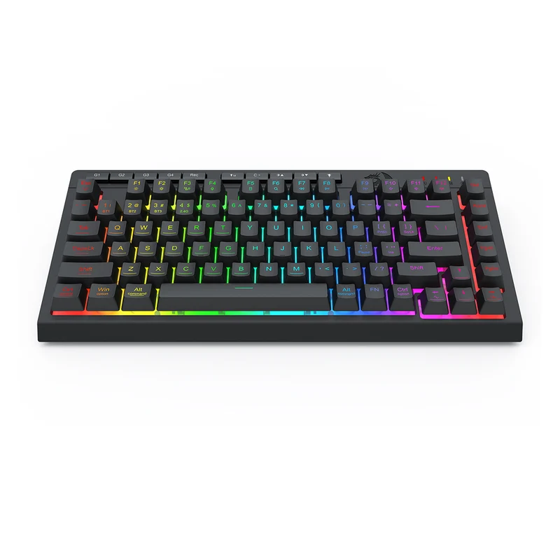 Redragon K524RGB-Pro Crescent Pro 75% Tri-Mode Gaming Keyboard with Macro Keys (Black)