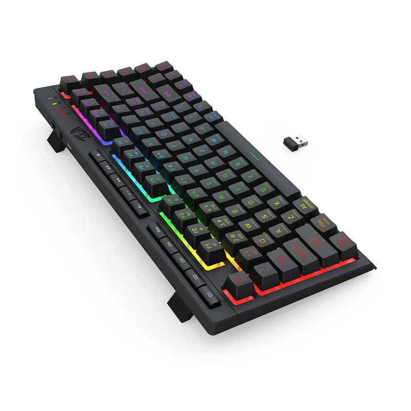 Redragon K524RGB-Pro Crescent Pro 75% Tri-Mode Gaming Keyboard with Macro Keys (Black)