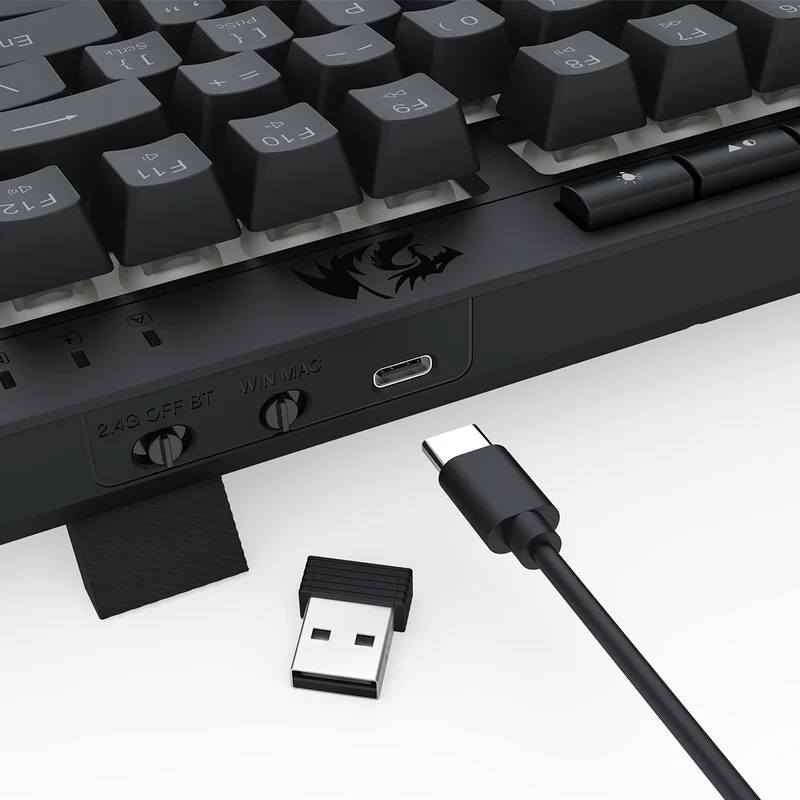 Redragon K524RGB-Pro Crescent Pro 75% Tri-Mode Gaming Keyboard with Macro Keys (Black)