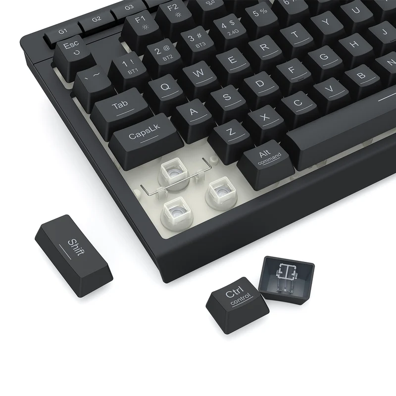 Redragon K524RGB-Pro Crescent Pro 75% Tri-Mode Gaming Keyboard with Macro Keys (Black)