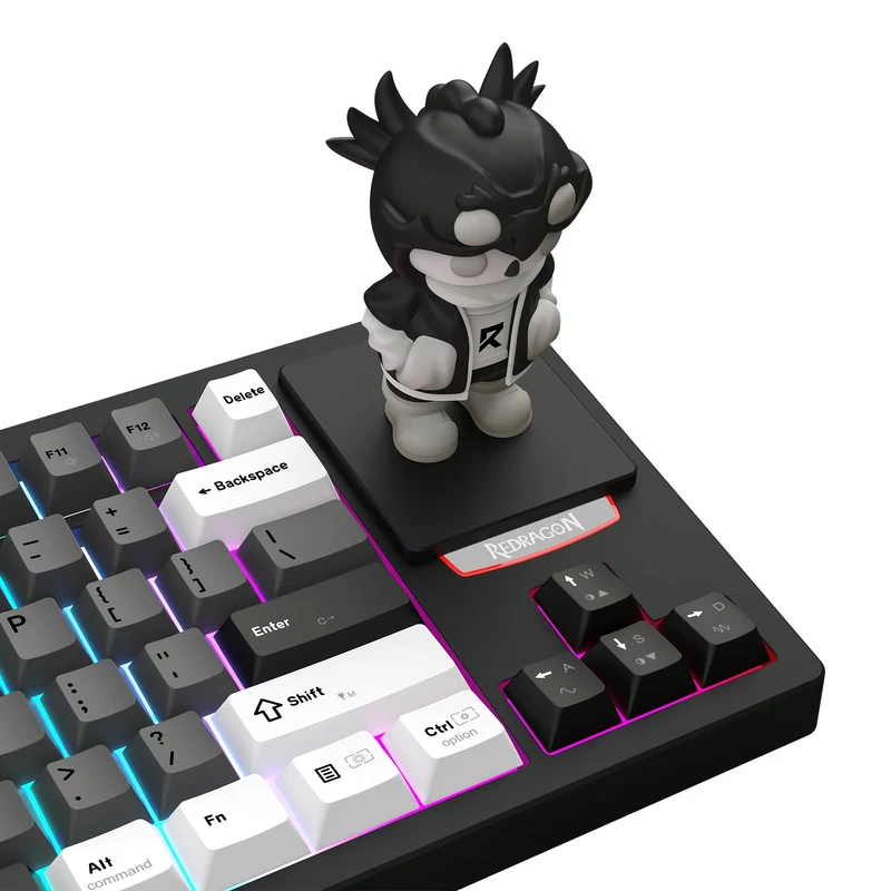 Redragon K754WGB POPVU87 Customizable Smart Touch Display Wired Mechanical Keyboard (White/Grey/Black)