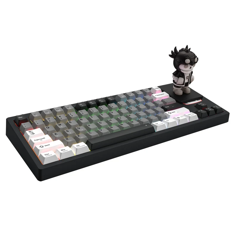 Redragon K754WGB POPVU87 Customizable Smart Touch Display Wired Mechanical Keyboard (White/Grey/Black)