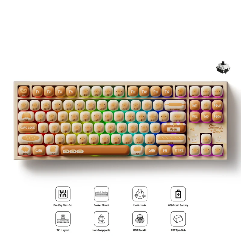 Akko 5087 V5 Bun Wonderland Multi-Mode RGB Hot-Swappable Mechanical Keyboard (Akko V3 Piano Pro Switch) (103-K064A-012)