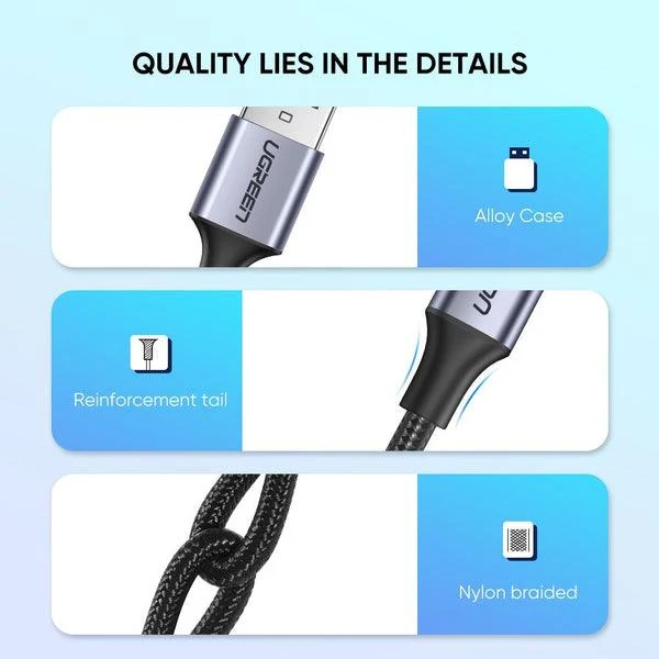 Ugreen USB-C Male to USB-A 2.0 Male Cable - 3m (Gray) (US288/60408)