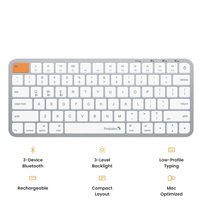 ProtoArc K90-A Multi-Device Backlit Bluetooth Mac Keyboard (White) (CP016500)