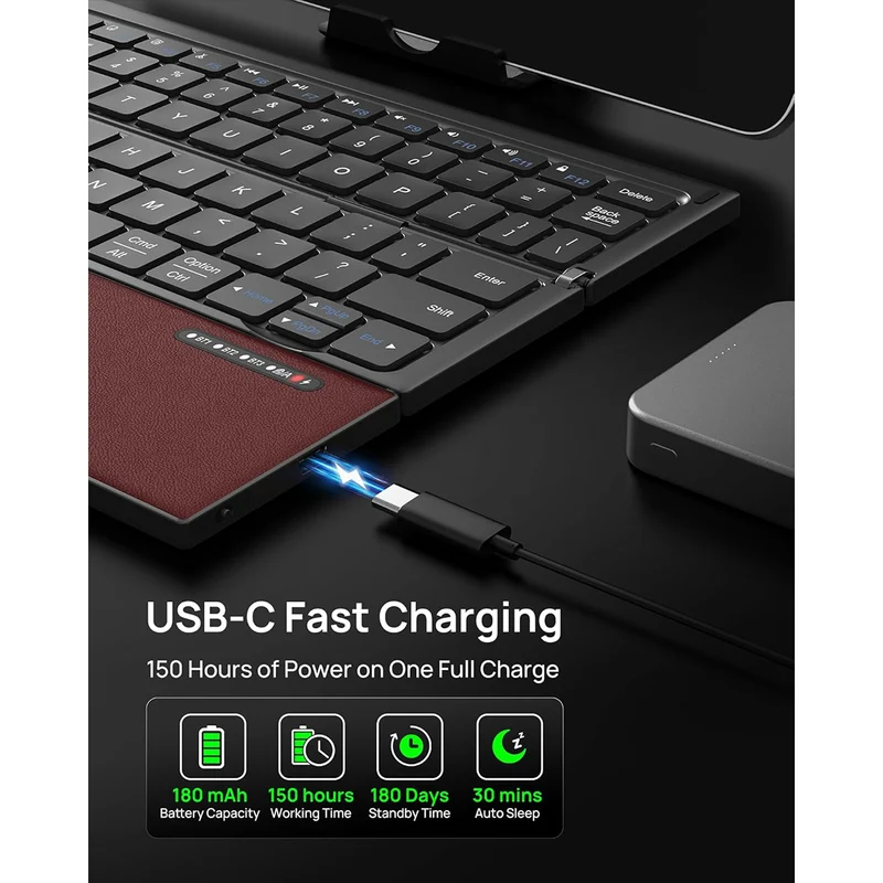 Harmonica Z01 Tri-Fold Keyboard with Touchpad (Wine Red)