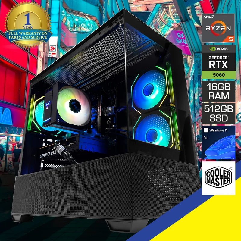 Sigma Elite 490 Black Desktop Gaming PC | AMD Ryzen 5 7500F | 16GB(2x8GB) RAM | 1TB SSD | RTX 5060 | Windows 11 Pro