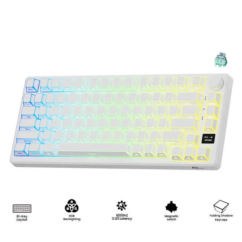 Royal Kludge RK-M75 HE RGB 81 Keys Hot-Swappable Mechanical Keyboard Frame Aurora (Mint Switch)
