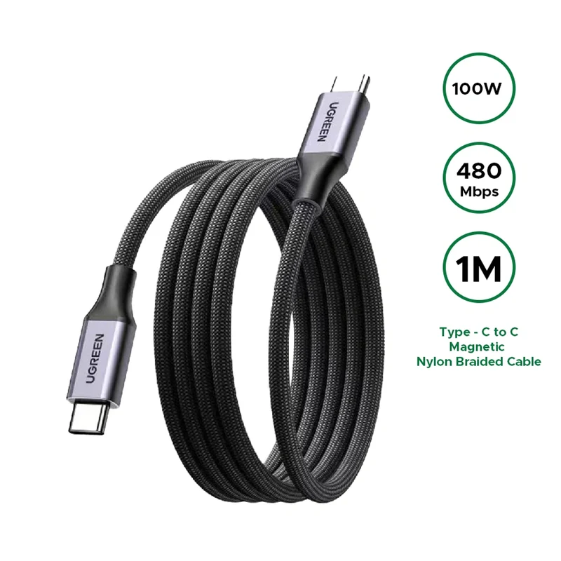 Ugreen USB-C to USB-C 100W PD Magnetic Fast Charging Cable - 1m (Gray) (L520/55517)