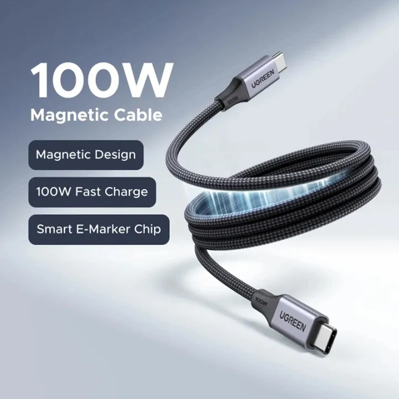 Ugreen USB-C to USB-C 100W PD Magnetic Fast Charging Cable - 1m (Gray) (L520/55517)