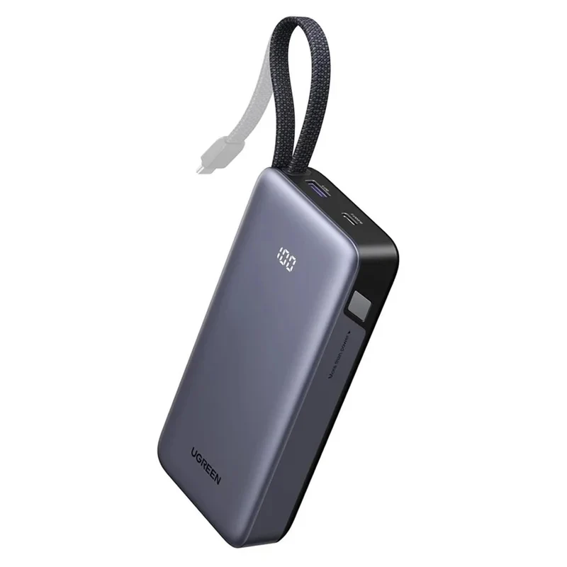 Ugreen Nexode 20000mAh 55W Fast Charging Power Bank with Built-in USB-C Braided Cable (Space Gray) (PB537/95178B)
