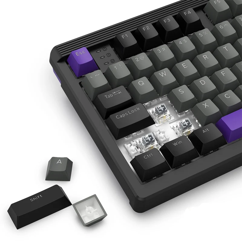 E-Yooso Z-101 RGB 101 Keys Tri-Mode Hot-Swappable Mechanical Keyboard Grey/Black/Purple (Silverwood Switch)