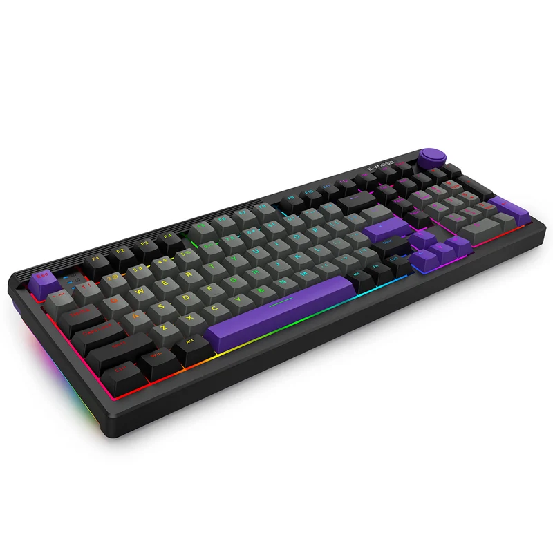 E-Yooso Z-101 RGB 101 Keys Tri-Mode Hot-Swappable Mechanical Keyboard Grey/Black/Purple (Silverwood Switch)