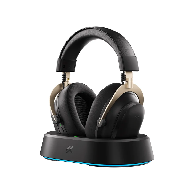MCHOSE V9 Turbo RGB Wireless Gaming Headset (Black/Gold, White/Gold)